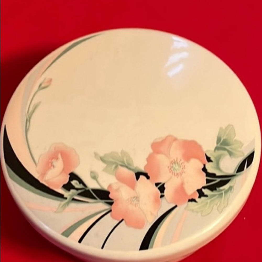 Floral Ceramic Decorative Trinket Box Covered Dish